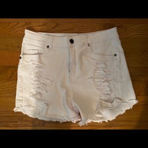 White distressed shorts. Never worn